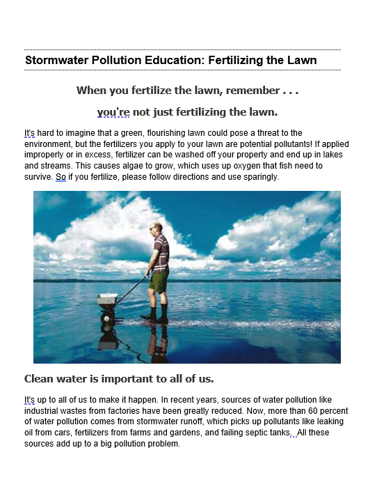 Stormwater Pollution Education